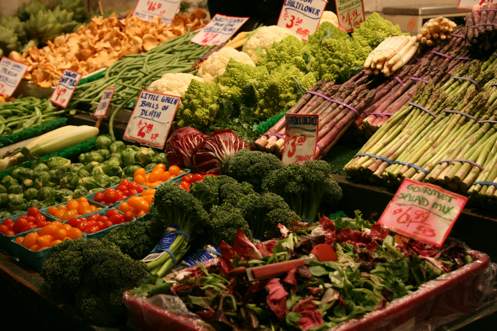 Photo by Jan Canty green and brown vegetables on display